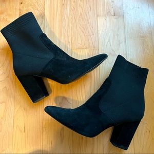 Nordstrom black heeled suede/knit boots 7.5